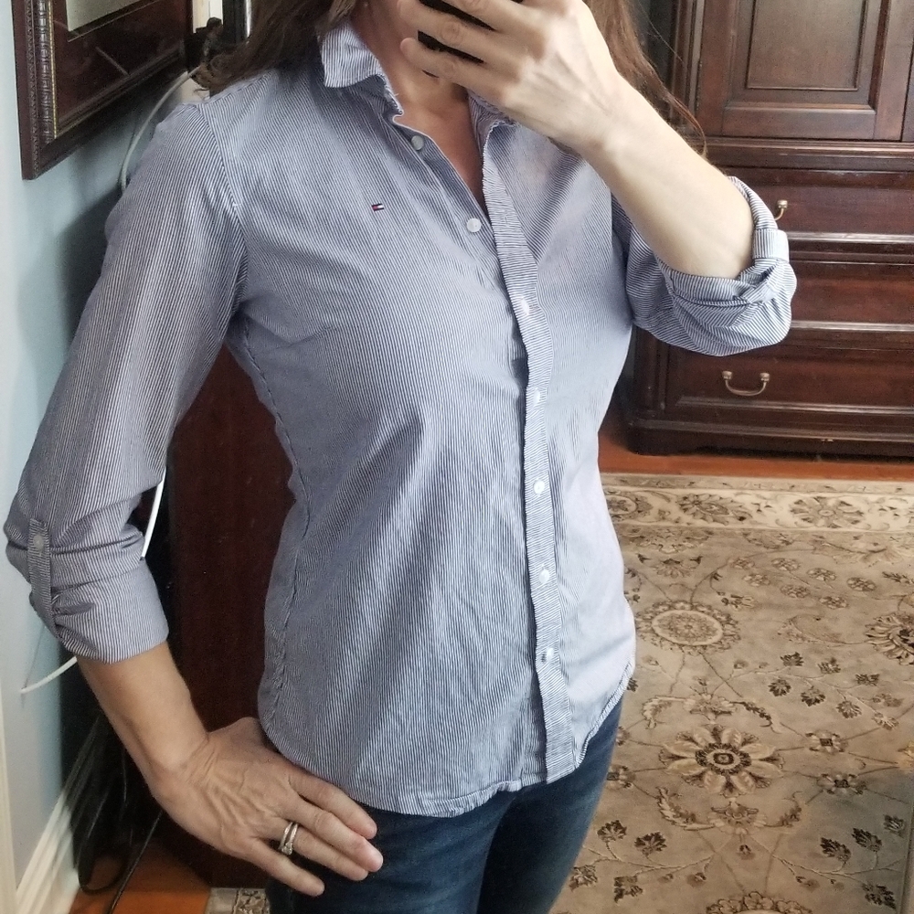 Tommy Hilfiger classic stripe buttondown w/rollup